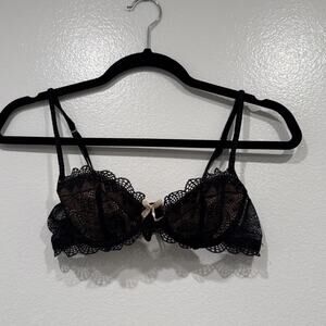 Elle Macpherson Intimates Black Lace Bra Size 36A Underwire Bow